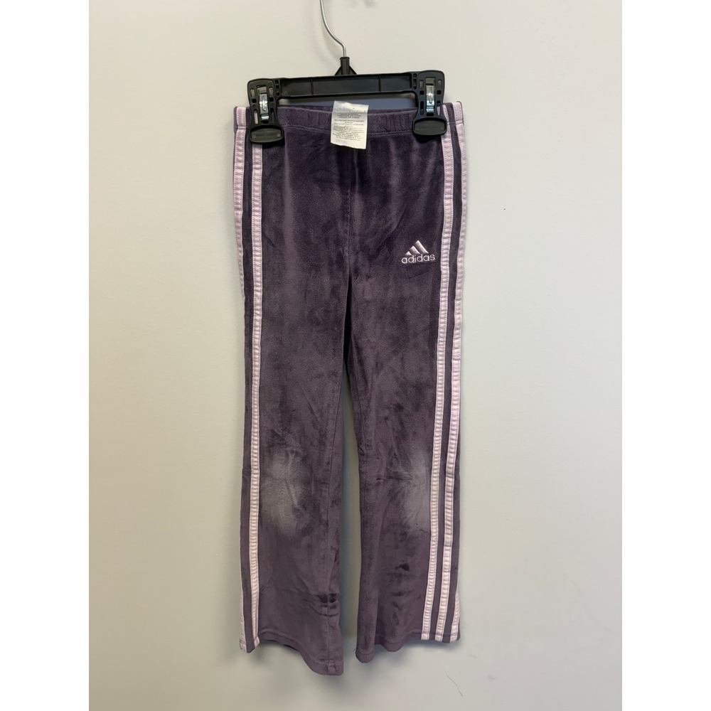 Adidas Kids Purple Velour Tracksuit Set Pullover Sweatshirt Pants Size 5 - Picture 6 of 8